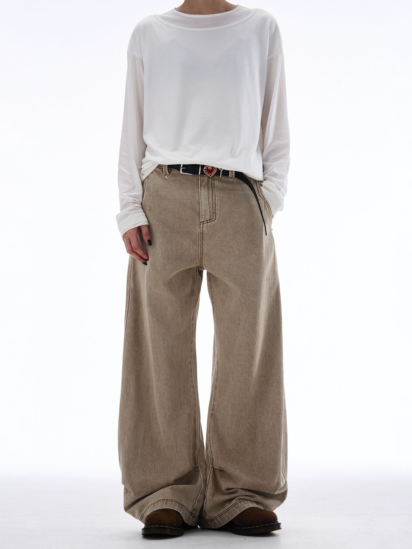 WASHED DRAPE SCIMITAR JEANS