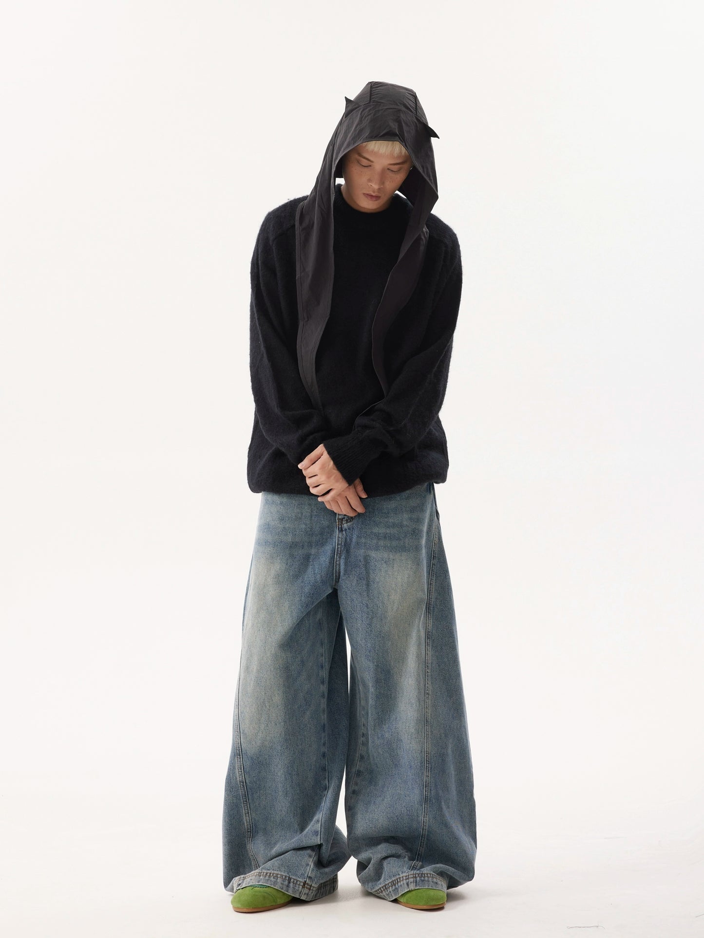 WASH DESCONSTRUCTION BAGGY DENIM PANTS