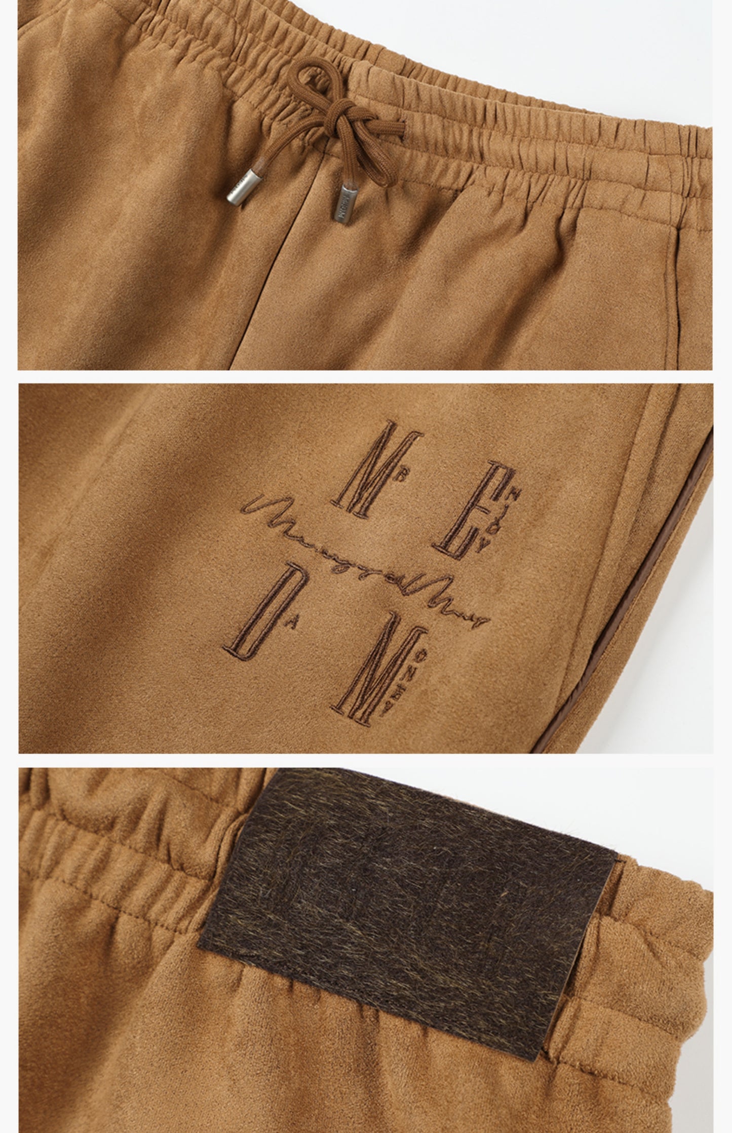 MEDM EMBROIDERY SUEDE TRACK PANTS