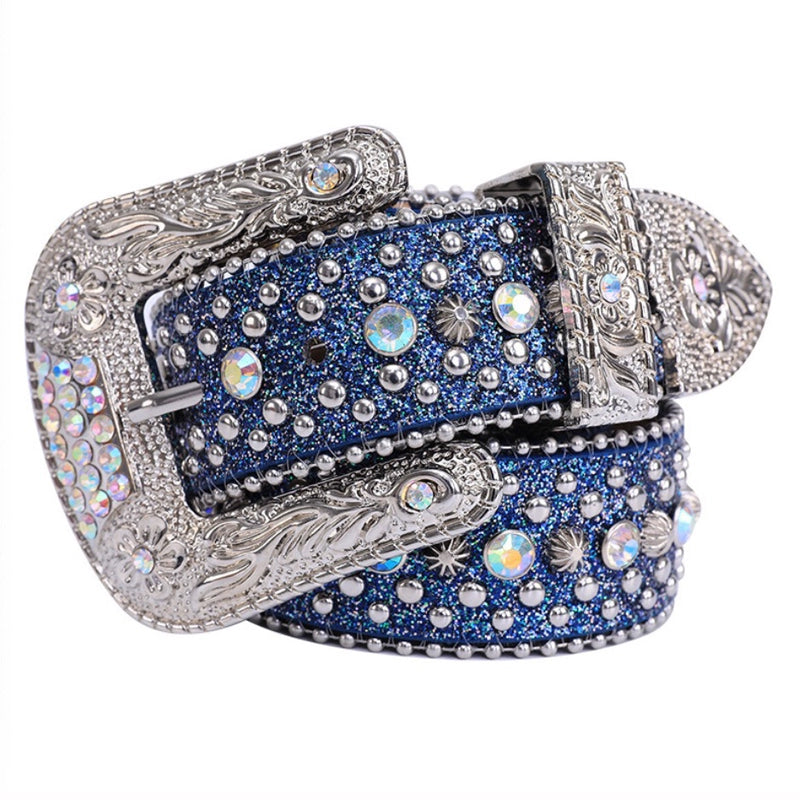 RHINESTONE SILVER STUDDED BUCKLE BELT