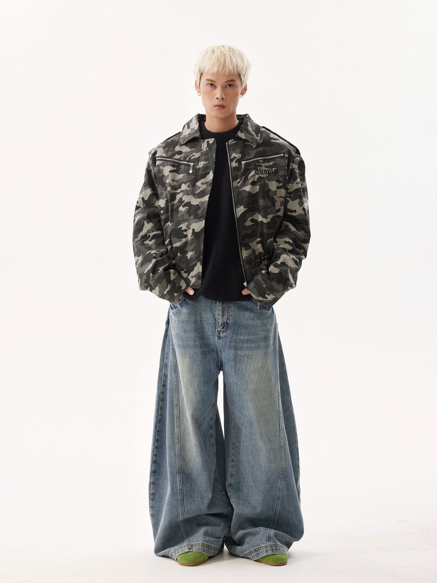 WASH DESCONSTRUCTION BAGGY DENIM PANTS