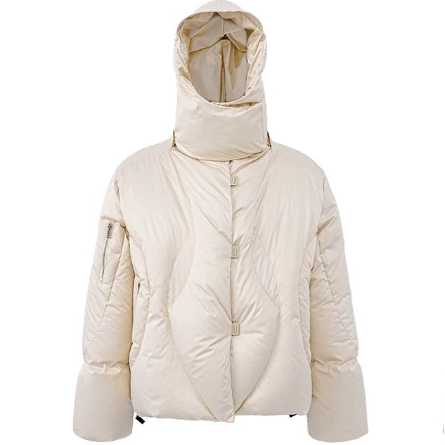 SCARF COLLAR CROPPED PUFFER JACKET