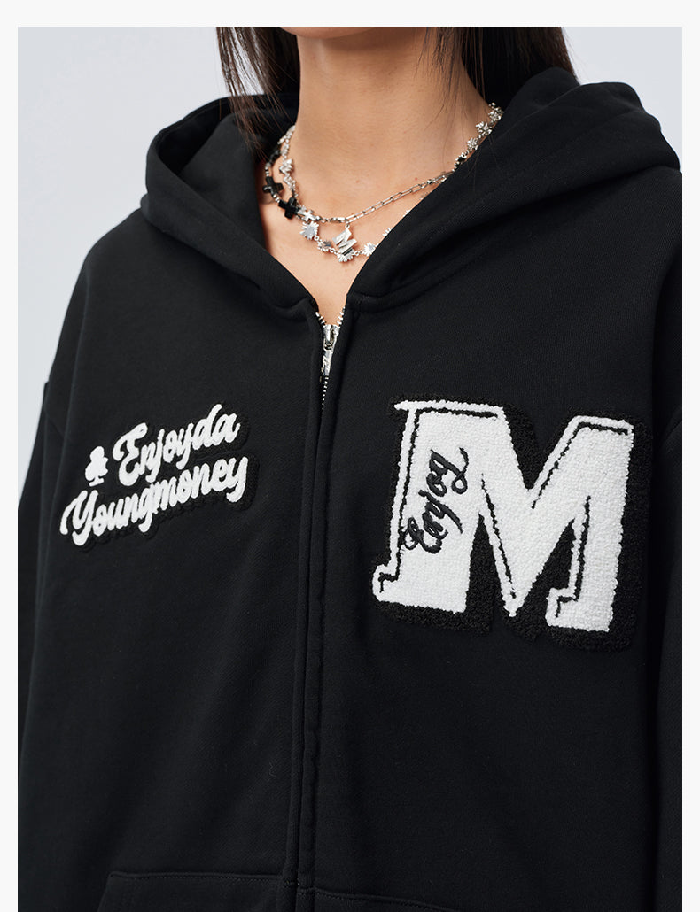 MEDM EMBROIDERY ZIPPED HOODIE