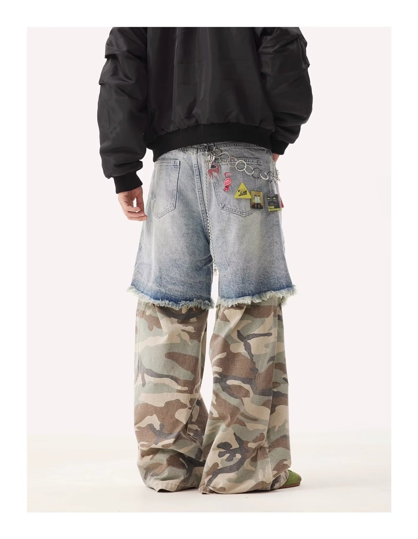 LAYERDE DAMAGE CAMO DENIM PANTS
