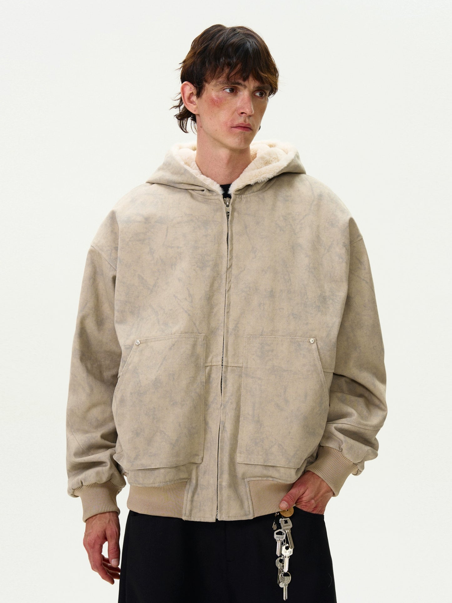 TIEDYE WASHED BOA ZIPPED HOODIE
