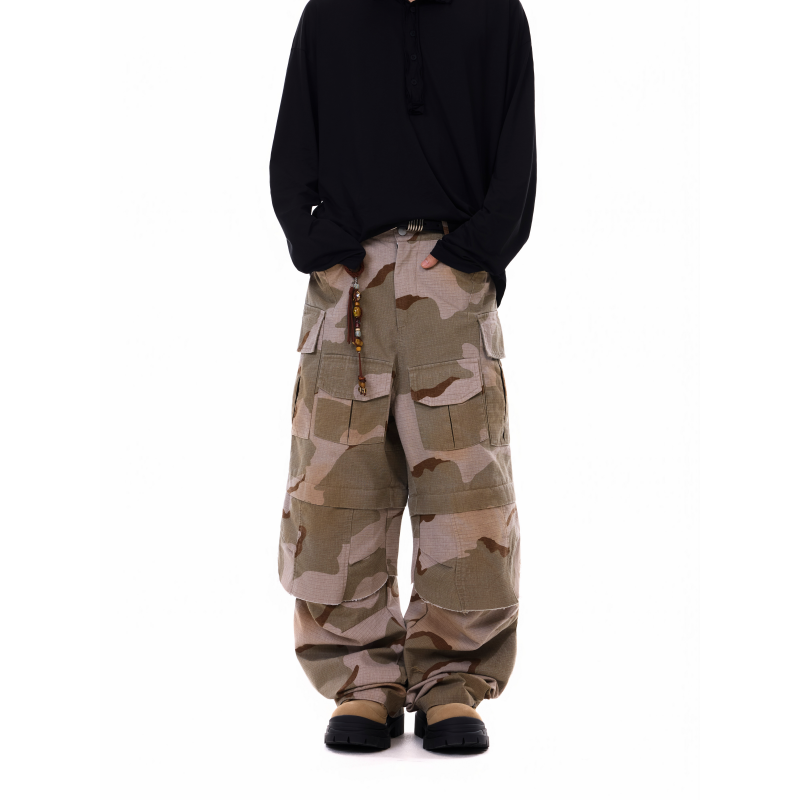 VINTAGE CAMO DETACHABLE CARGO PANTS