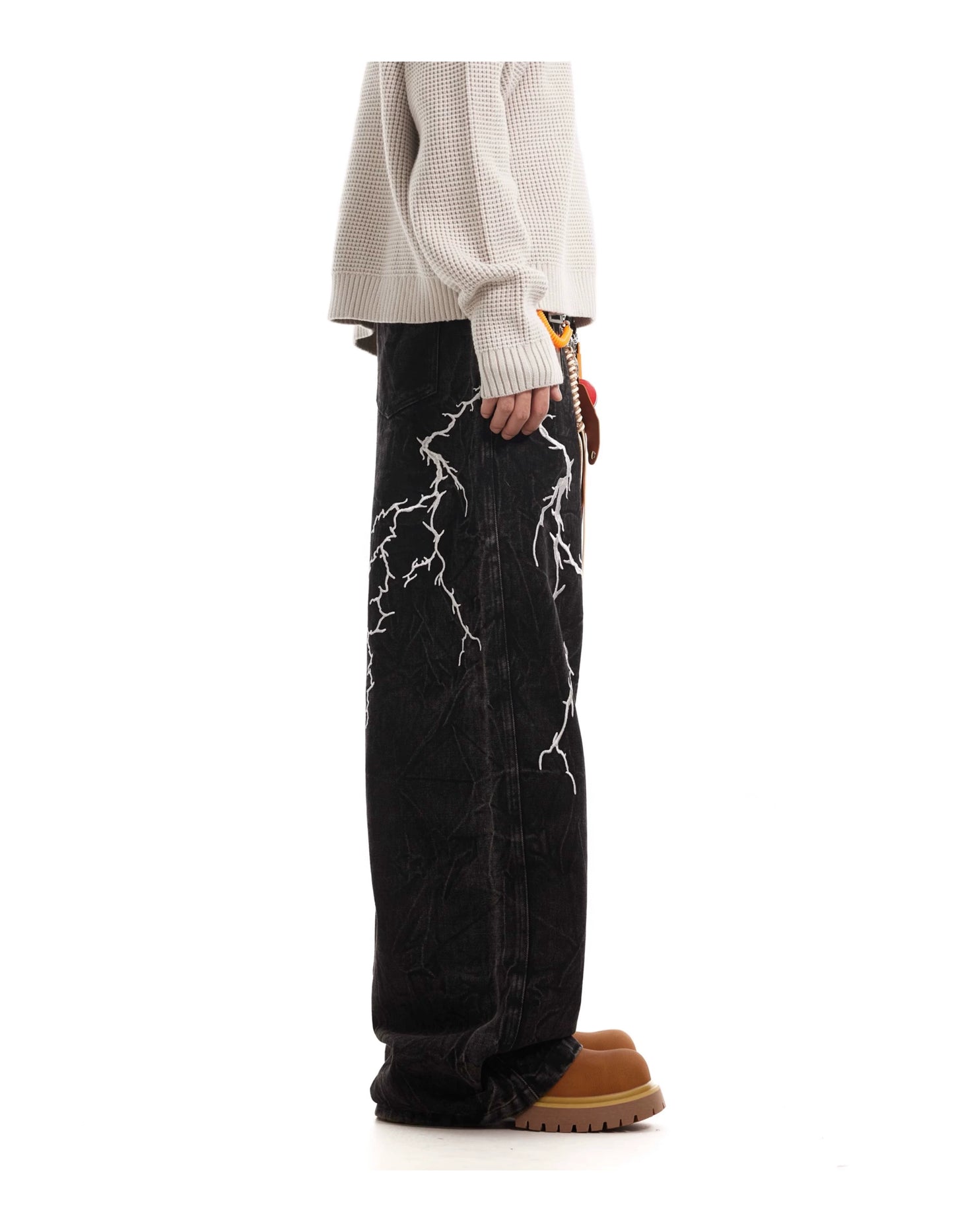 LIGHTNING EMBROIDERY DENIM PANTS