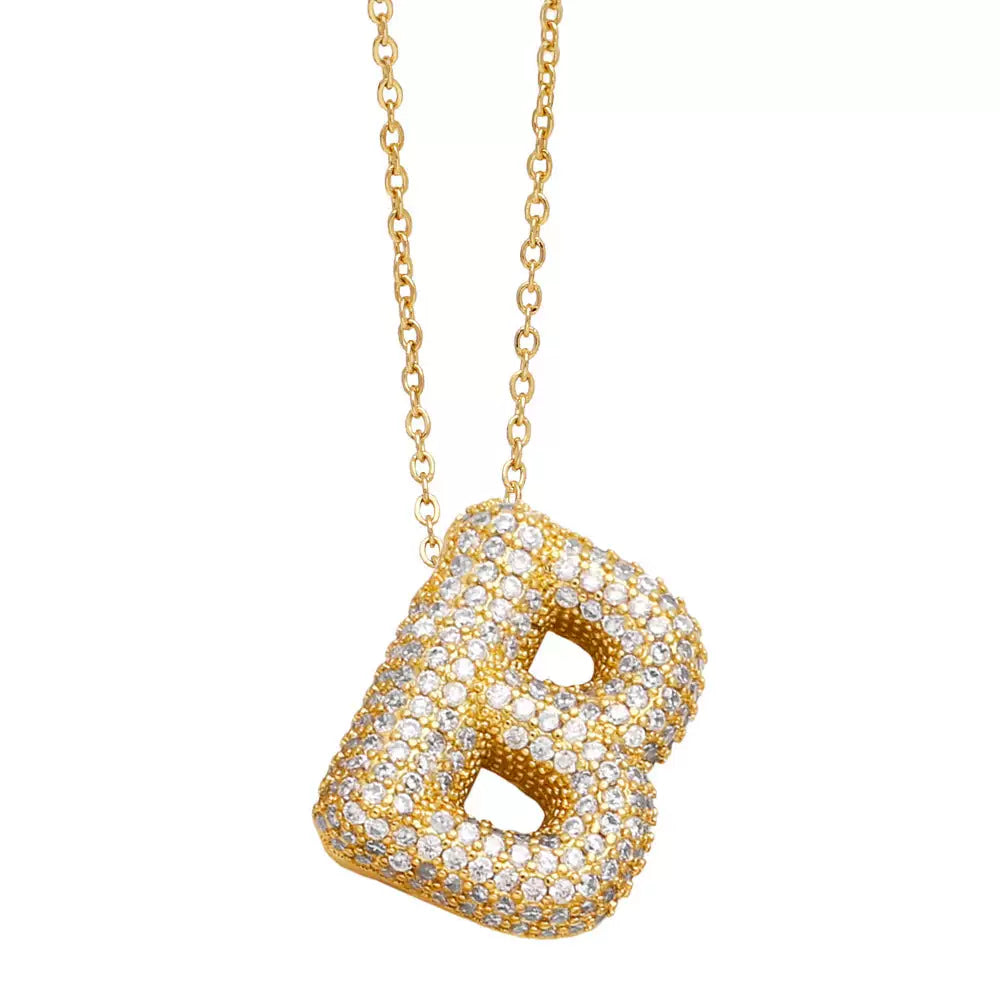 ICY CRYSTAL INITIAL NECKLACE (GOLD)