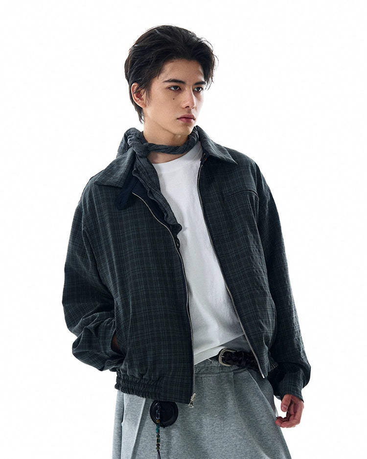 REVERSIBLE CLASSIC PLAID COLLAR JACKET