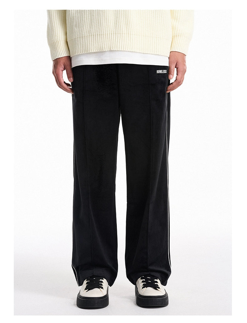 VELVET EMBROIDERED TARCK PANTS