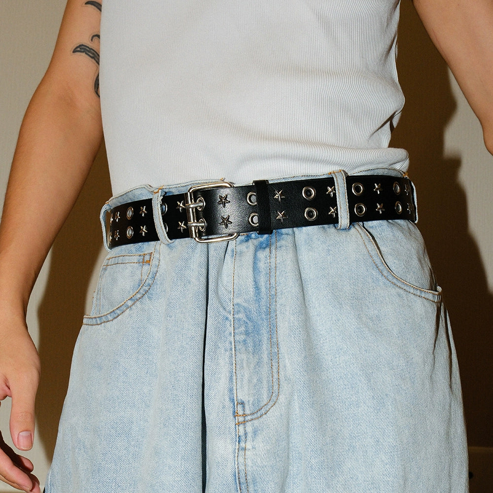 DOUBLE BUCKLE STAR STUD BELT