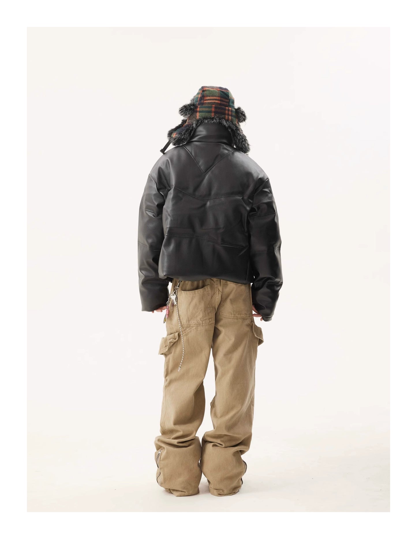 HIGH NECK PU LEATHER JACKET
