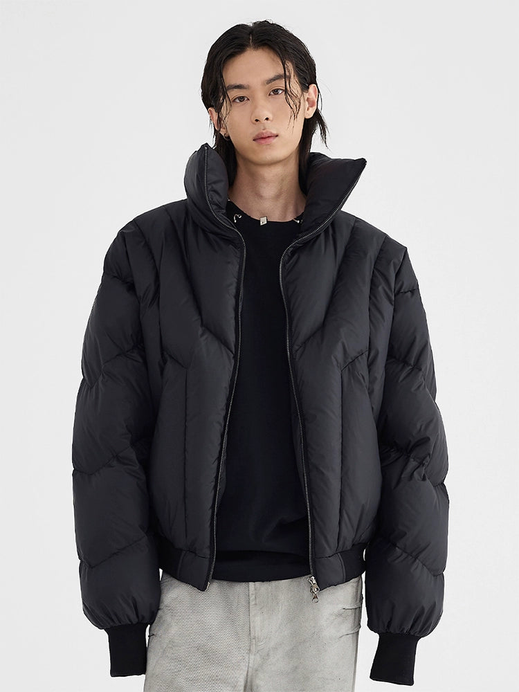 HIGH NECK CROPPED PUFFER JACKET
