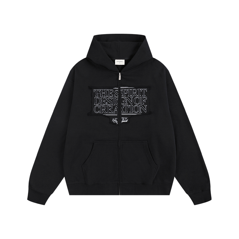 PATCH EMBROIDERED HEAVY ZIPPED HOODIE