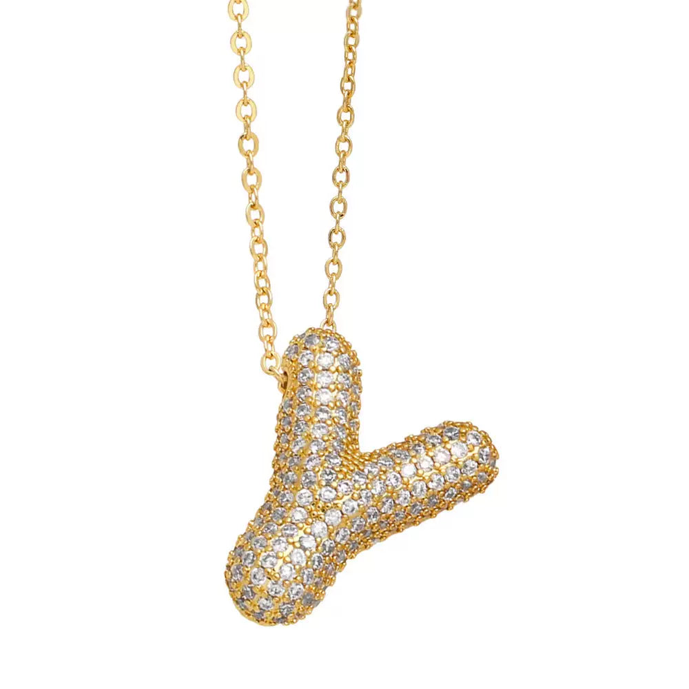 ICY CRYSTAL INITIAL NECKLACE (GOLD)