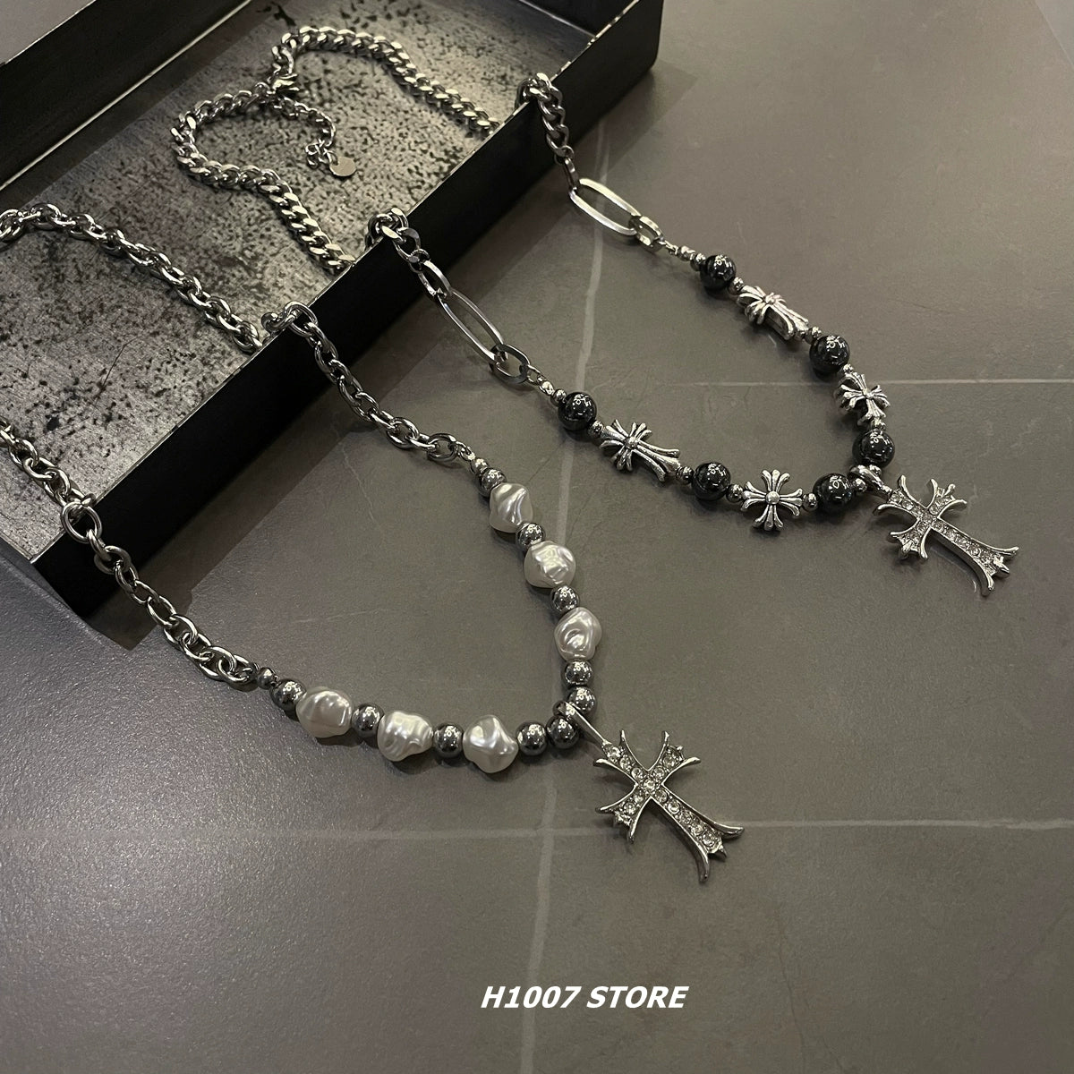GOTHIC LAYERED CROSS NECKLACE