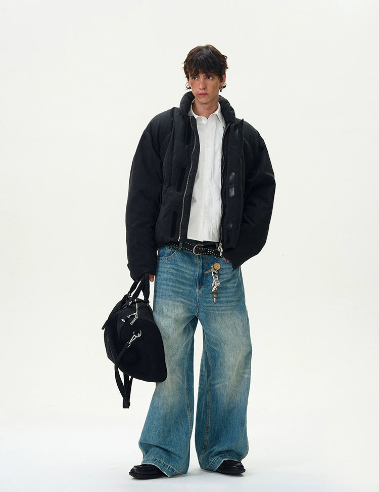 DISTRESSED BRUSHED PUFFER JACKET