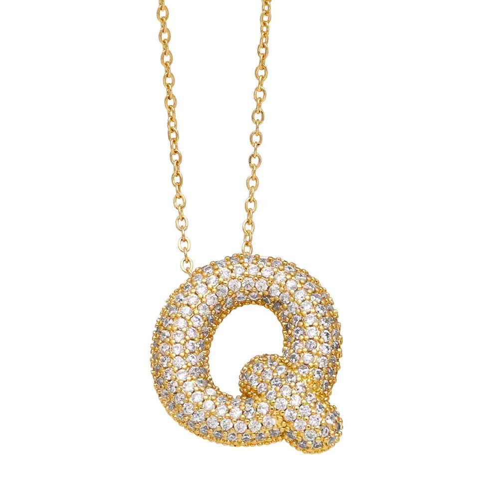 ICY CRYSTAL INITIAL NECKLACE (GOLD)