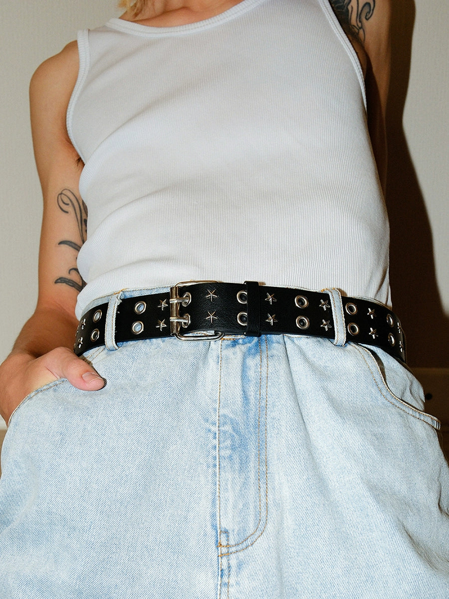 DOUBLE BUCKLE STAR STUD BELT