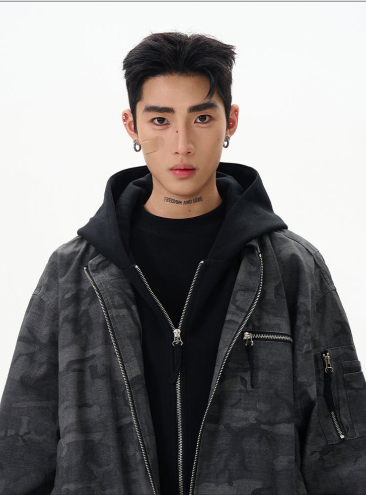 LAYERED HOODIE CAMO MA-1