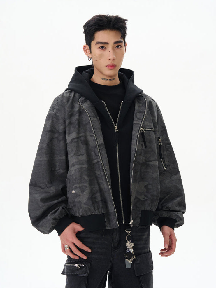 LAYERED HOODIE CAMO MA-1
