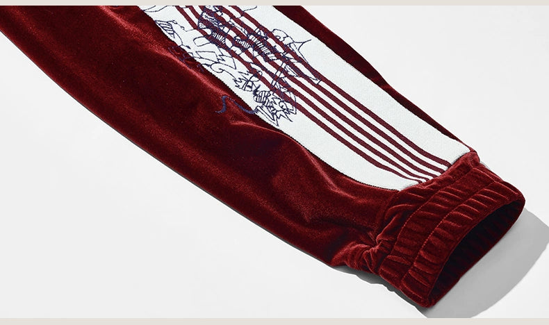 EMBROIDERY VELOUR TRACK PANTS