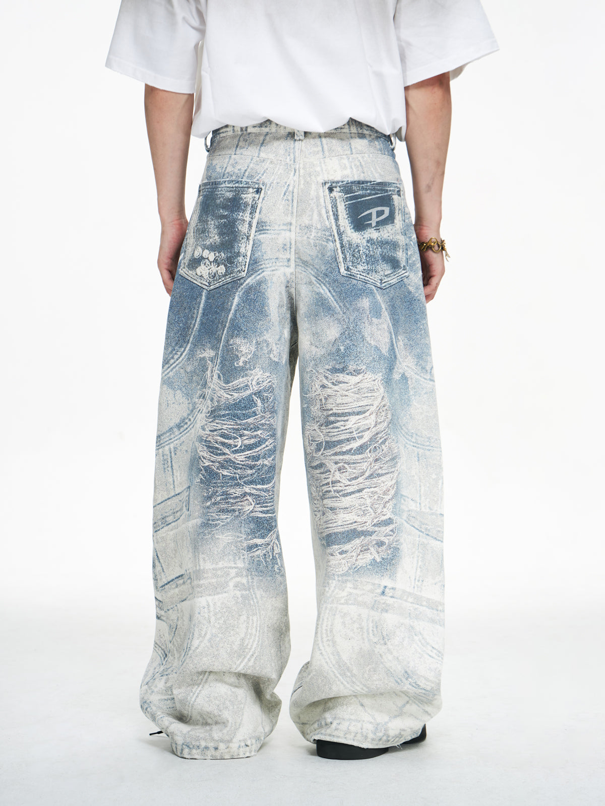 3D PRINT TRACE BAGGY DENIM PANTS