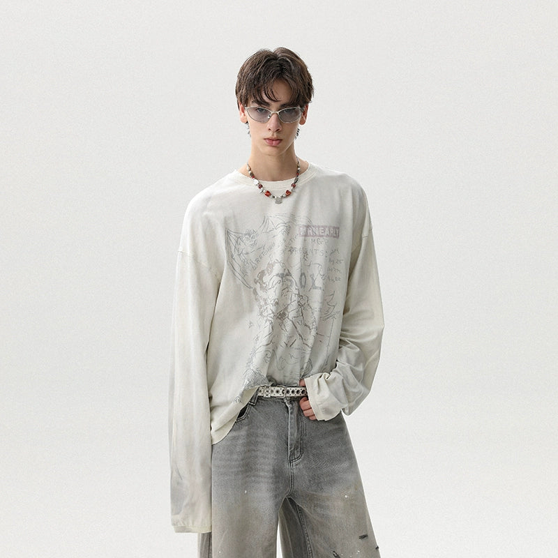 AMERICAN VINTAGE STAINED COTTON LONG-SLEEVE T-SHIRT