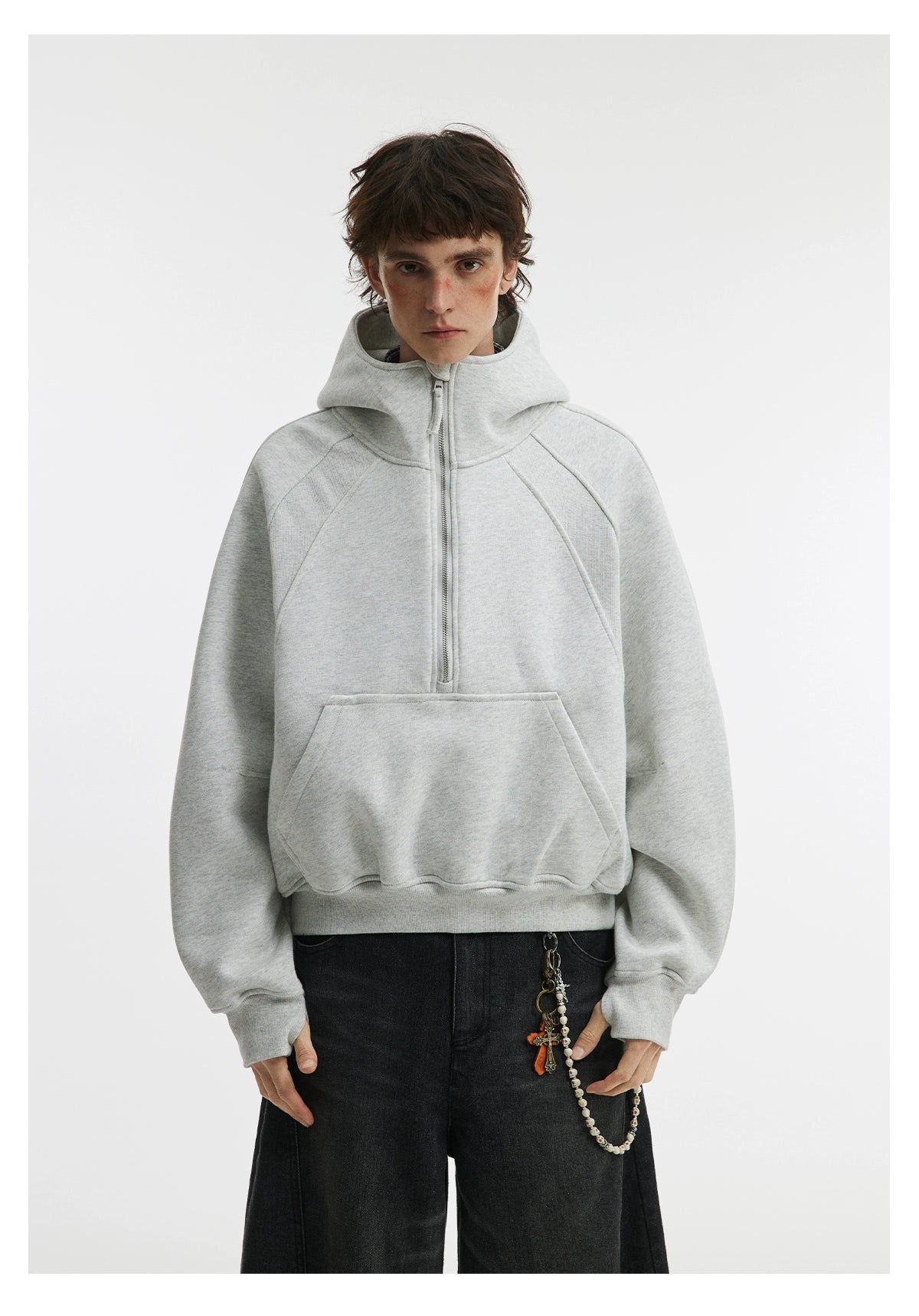 HIGH NECK HEAVY HALF ZIP SWEAT