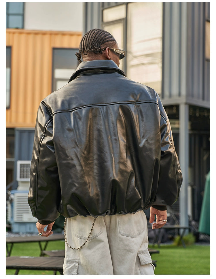 THICKNED PU LEATHER JACKET