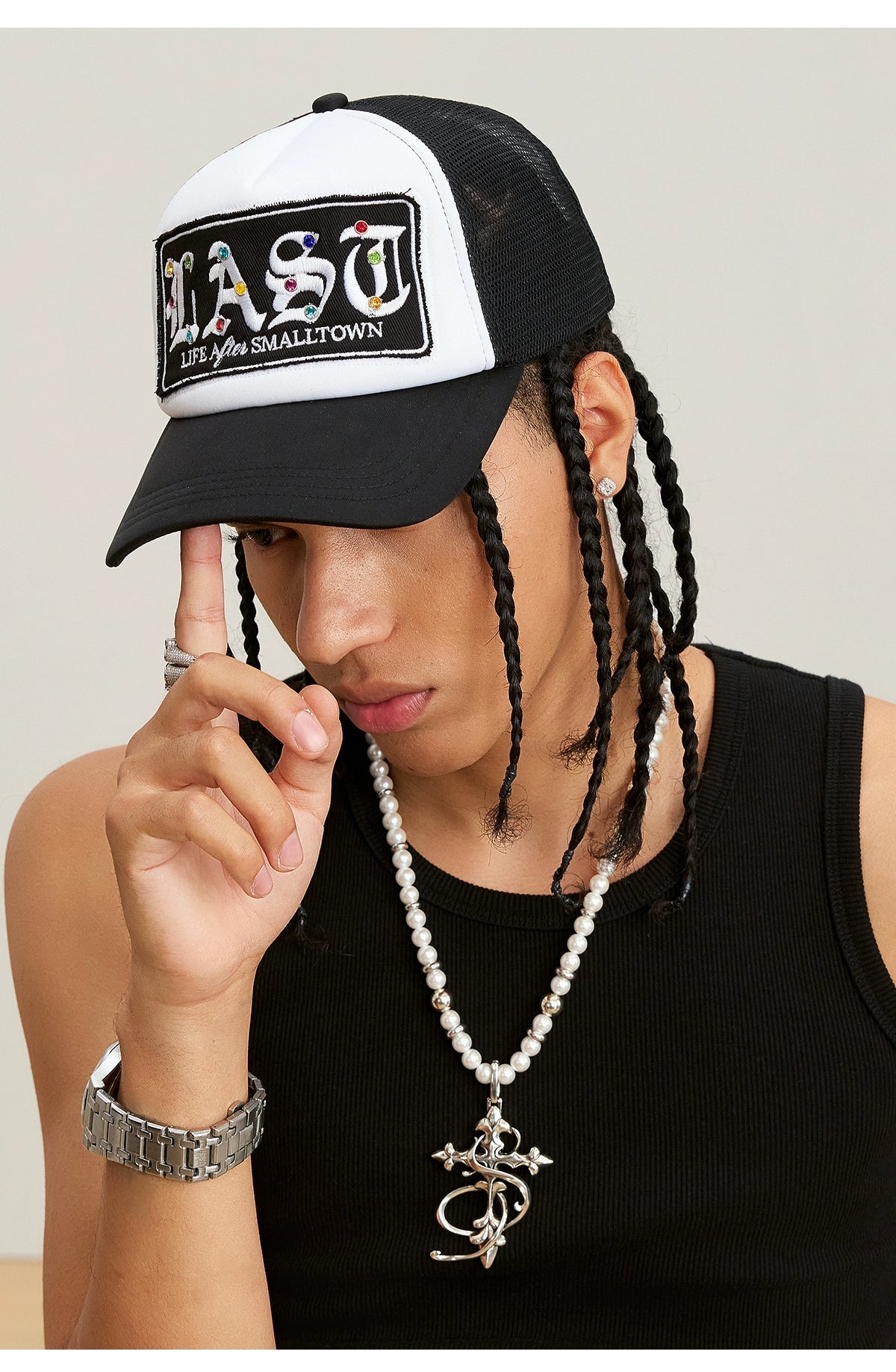RHINESTONE PATCH MESH CAP