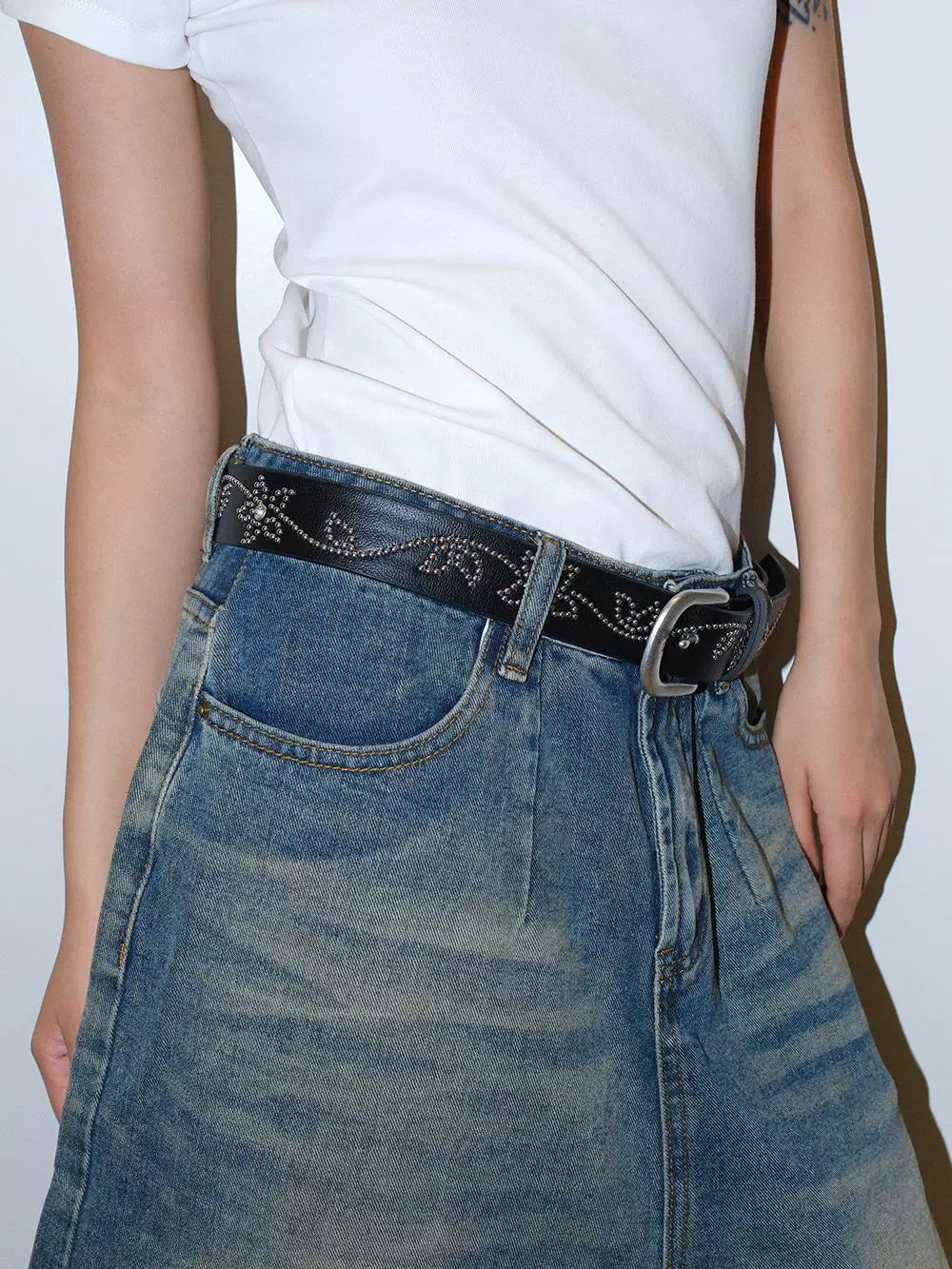 WESTERN STUDDED LEATHER BELT