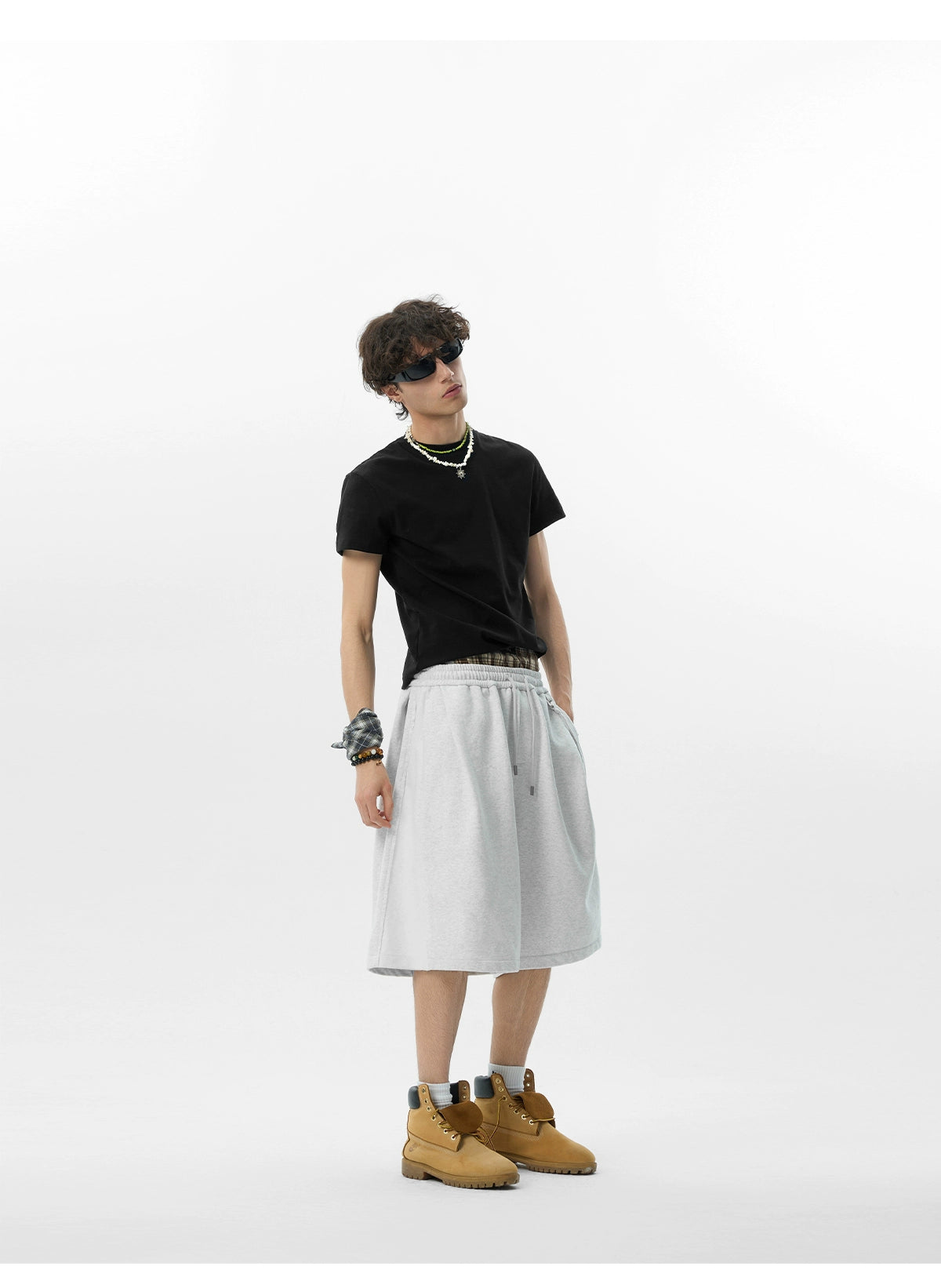 DRAWSTRING WAIST HEAVY SWEAT SHORTS
