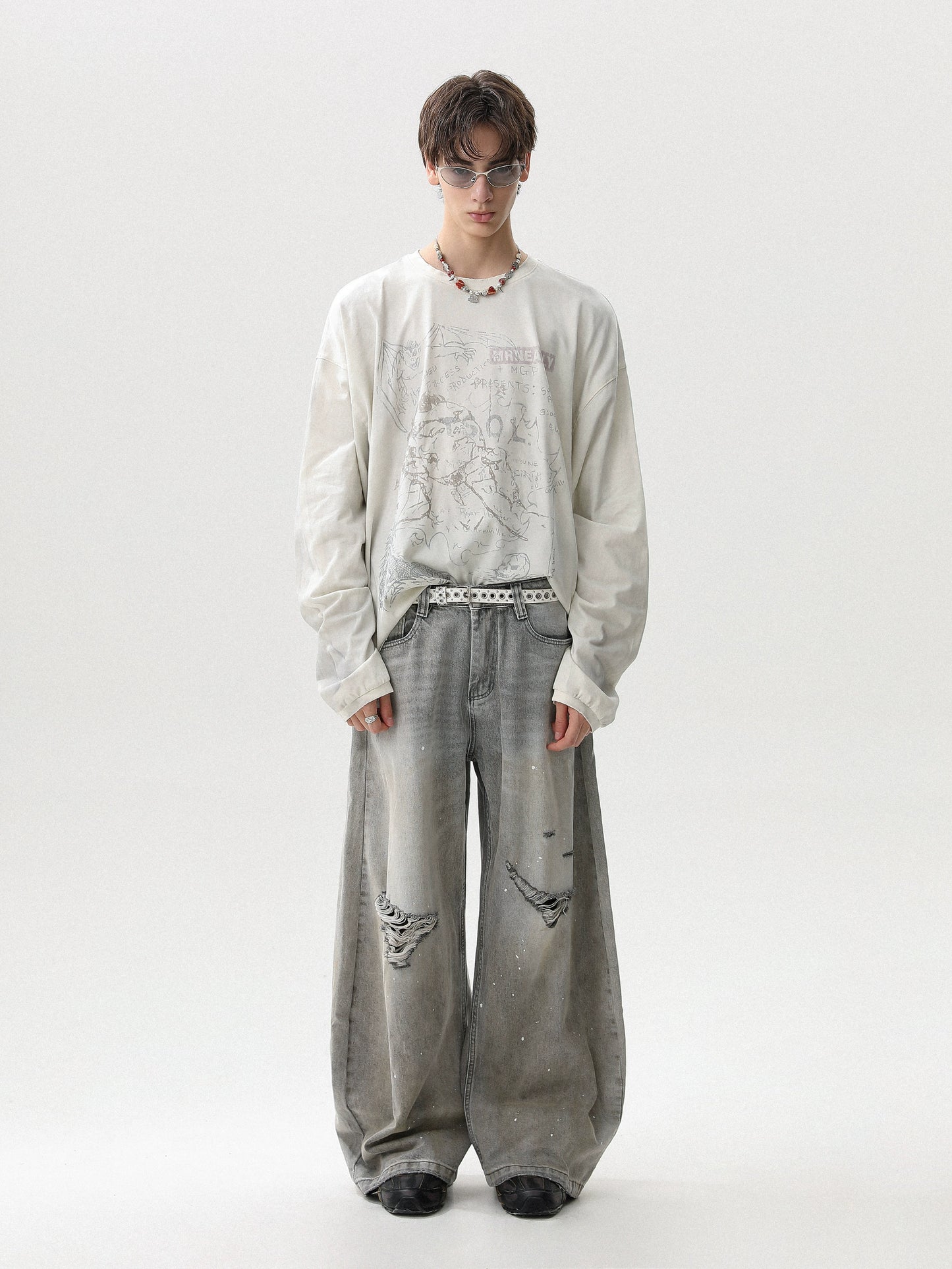 AMERICAN VINTAGE STAINED COTTON LONG-SLEEVE T-SHIRT