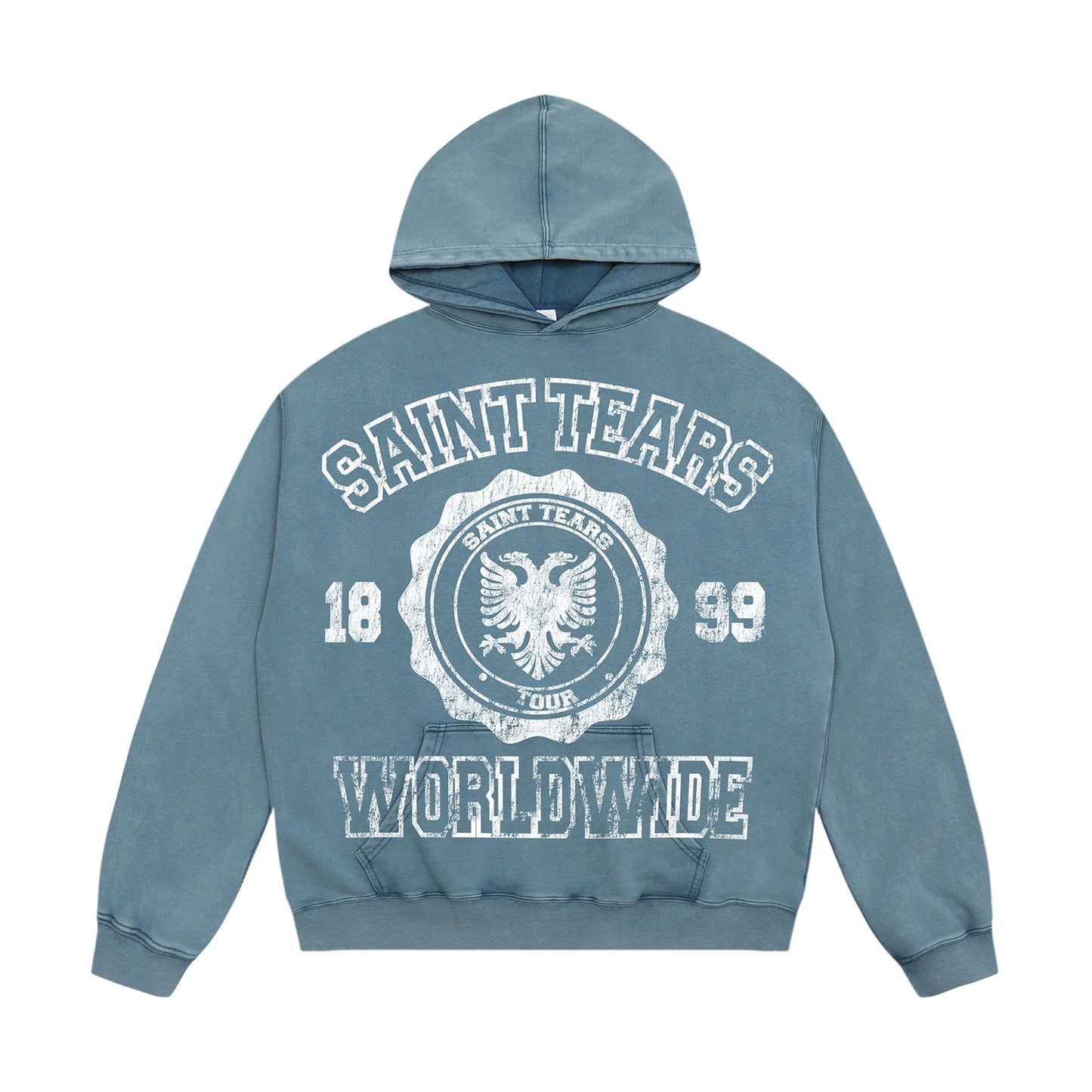 WASHED DISTRESSED GRAPHIC HOODIE