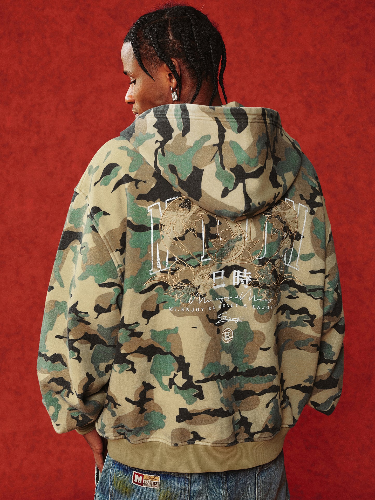 MEDM CAMO LOGO ZIPPED HOODIE