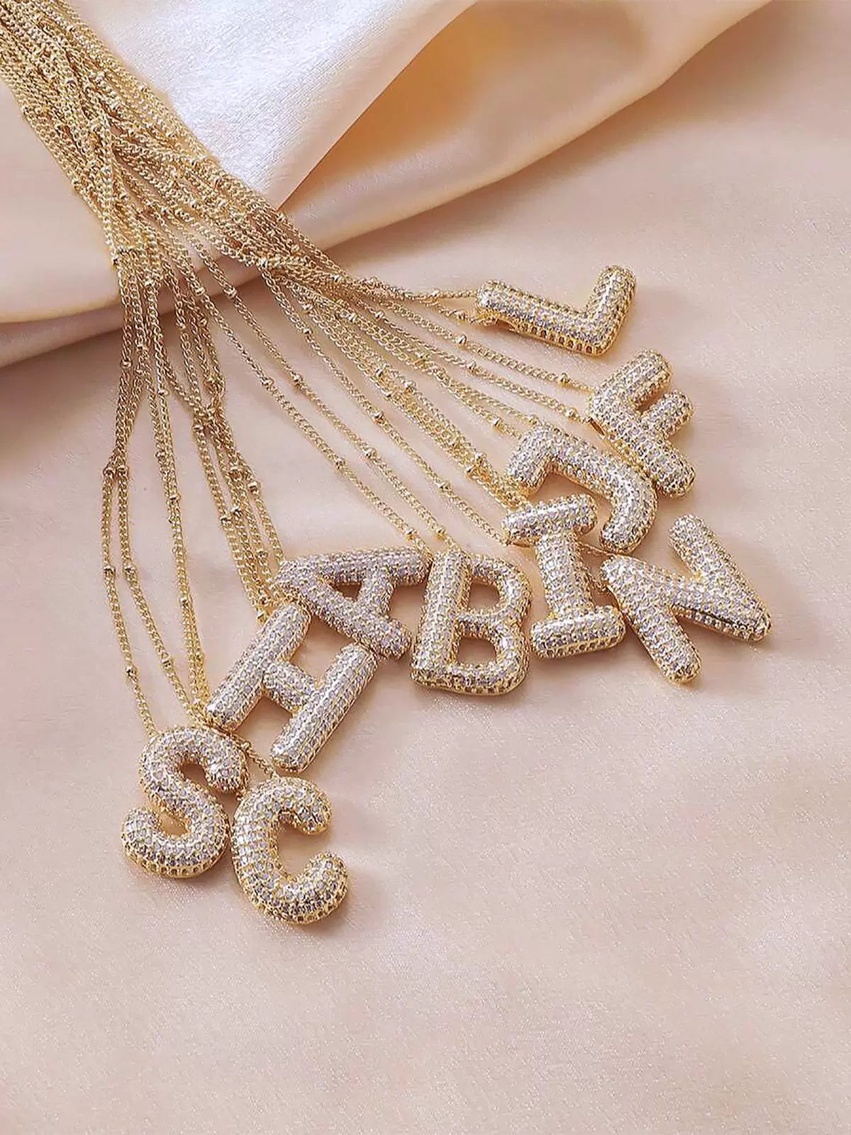 ICY CRYSTAL INITIAL NECKLACE (GOLD)
