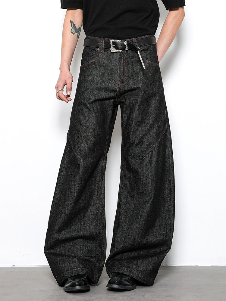 LOOSE FIT RAW EDGE BAGGY JEANS