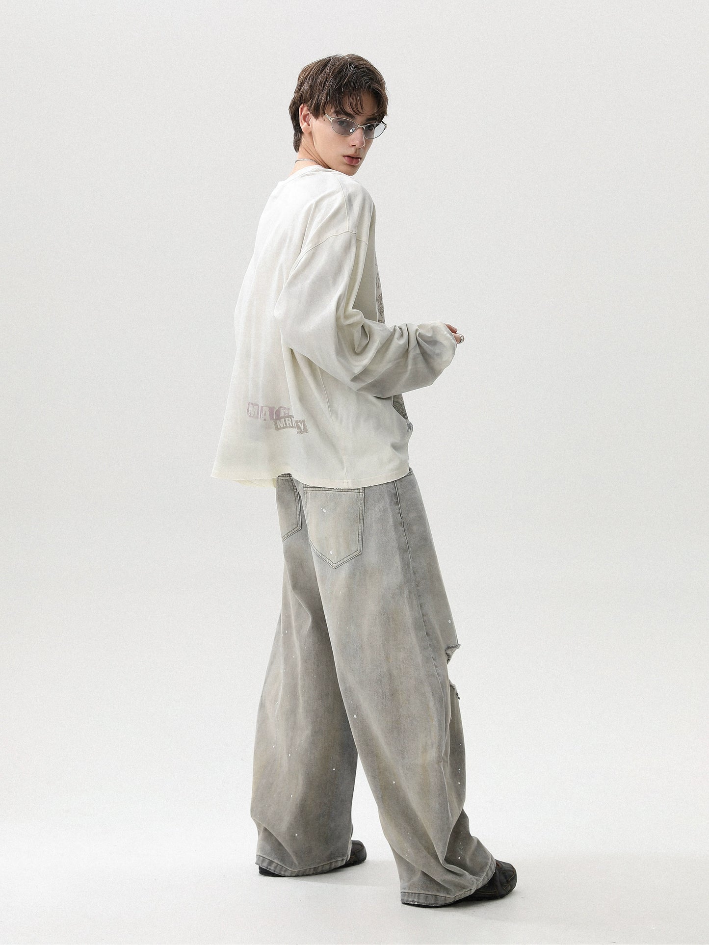 AMERICAN VINTAGE STAINED COTTON LONG-SLEEVE T-SHIRT