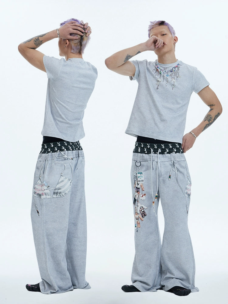 CARTOON CHAIN PRINT T-SHIRT