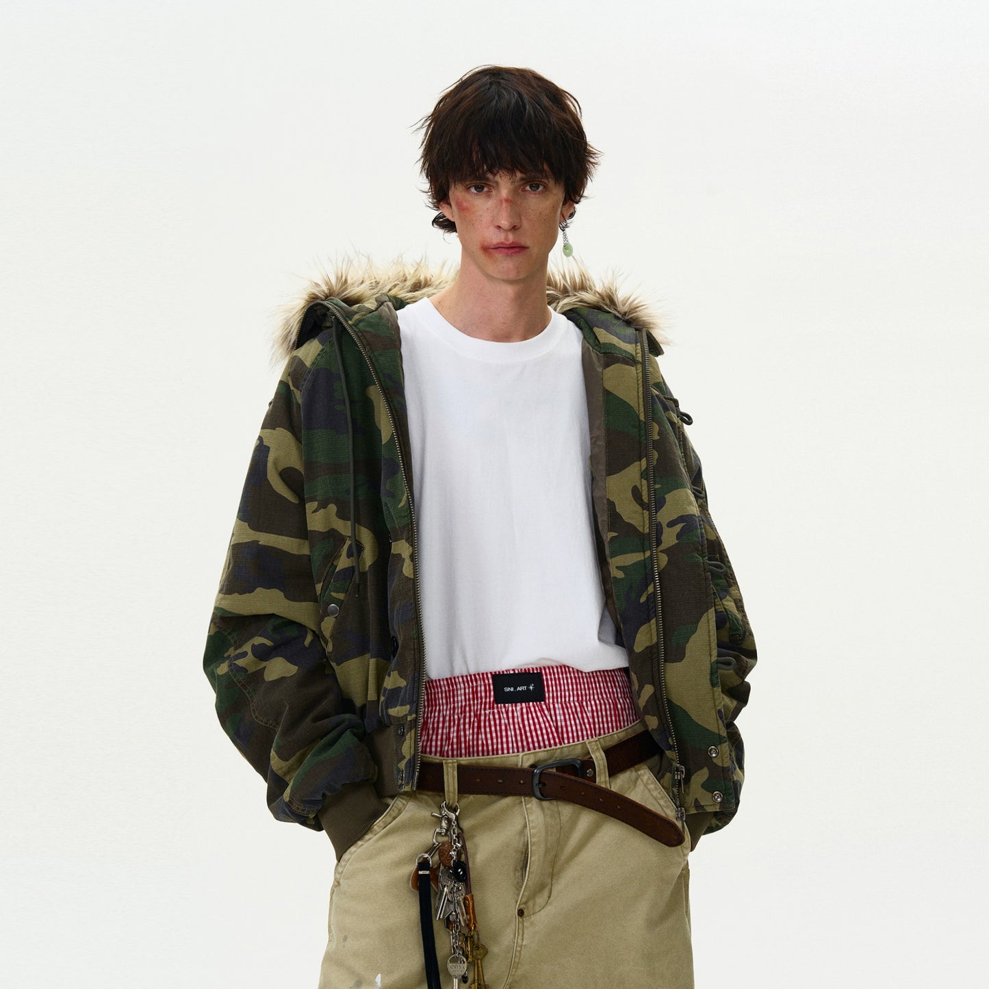 AMERICAN VINTAGE SILHOUETTE CAMOUFLAGE FUR-COLLAR JACKET