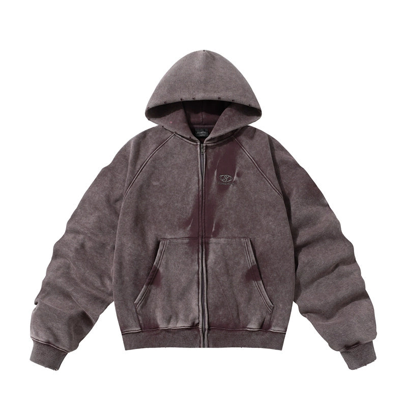 HEAVY WASHED ZIP HOODIE