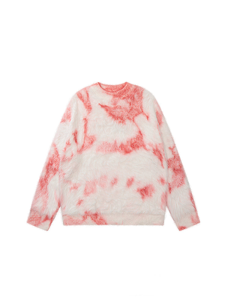 TIEDYE MOHAIR LIKE CREW NECK KNIT