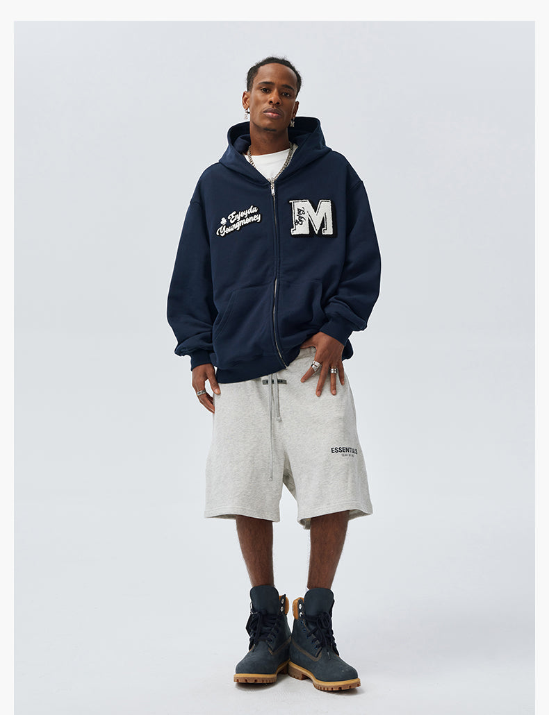MEDM EMBROIDERY ZIPPED HOODIE