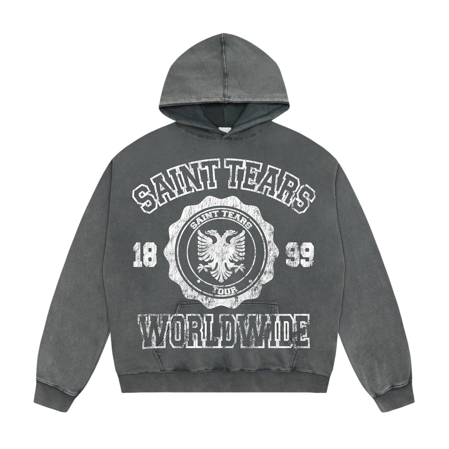WASHED DISTRESSED GRAPHIC HOODIE