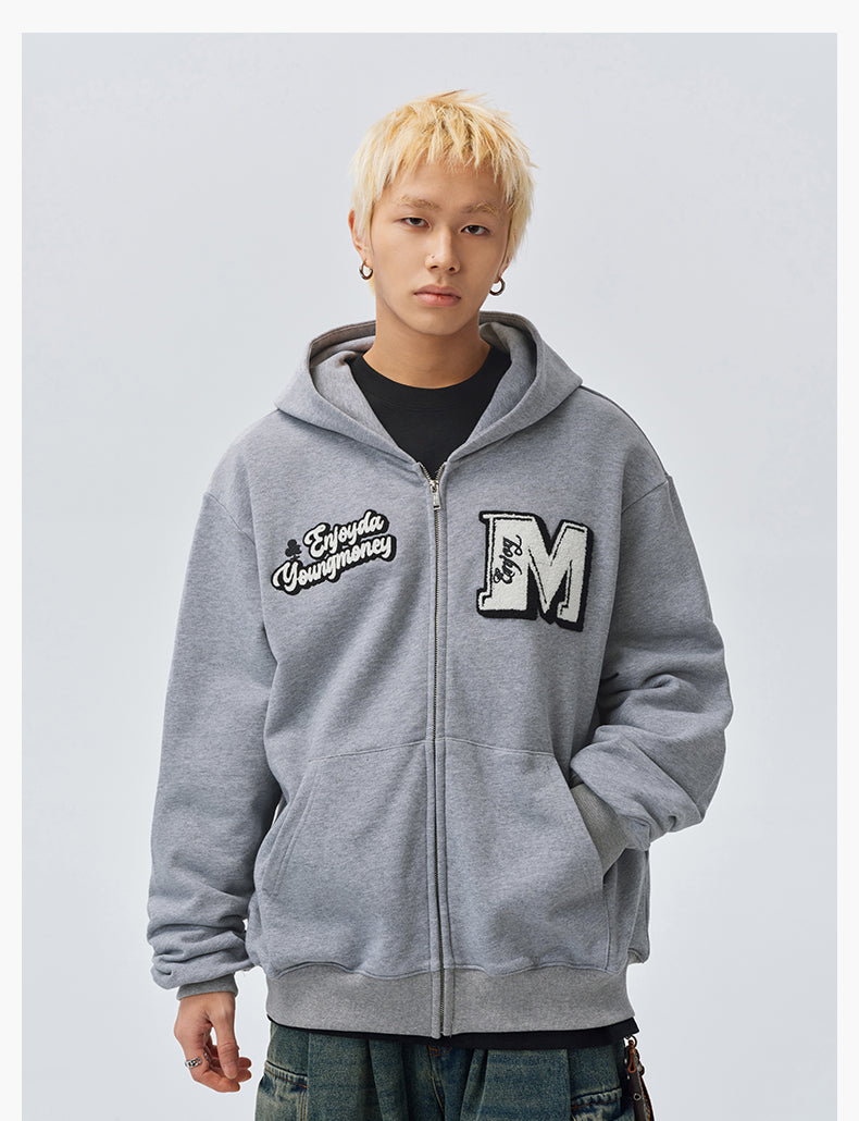 MEDM EMBROIDERY ZIPPED HOODIE