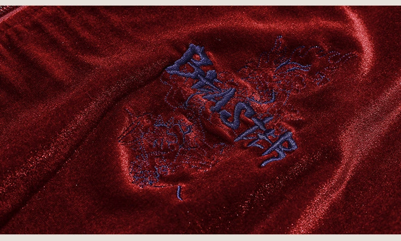 EMBROIDERY VELOUR TRACK PANTS