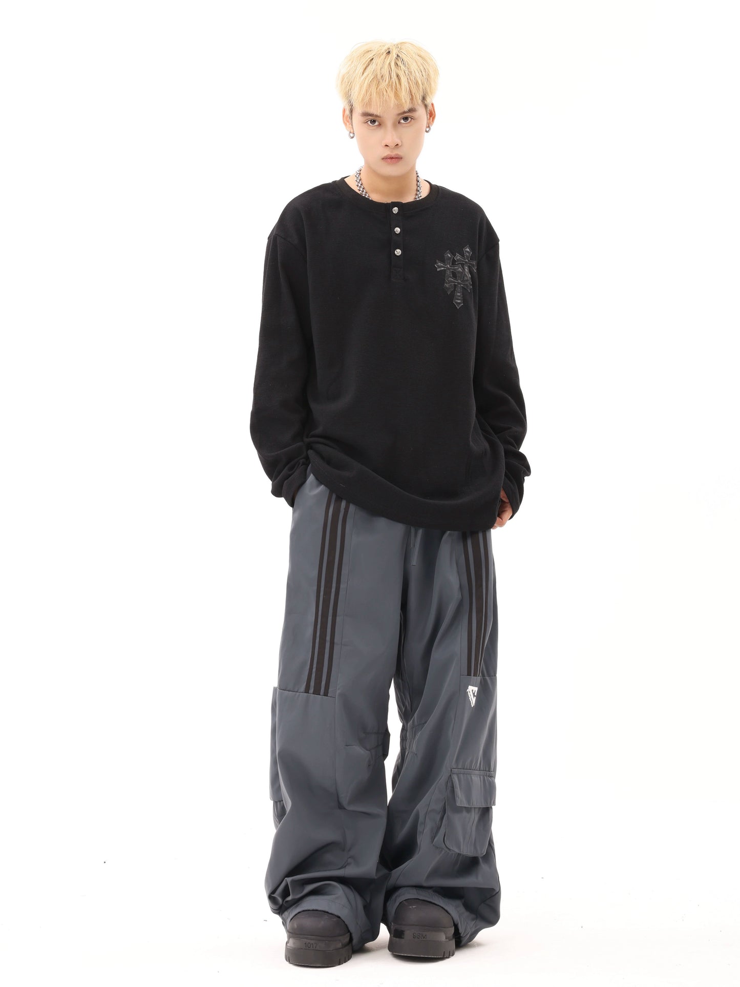 CROSS PATCH WAFFLE LONG T-SHIRT
