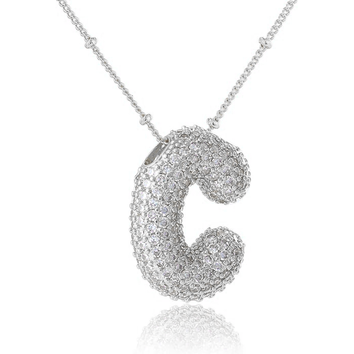 ICY CRYSTAL INITIAL NECKLACE (SILVER)