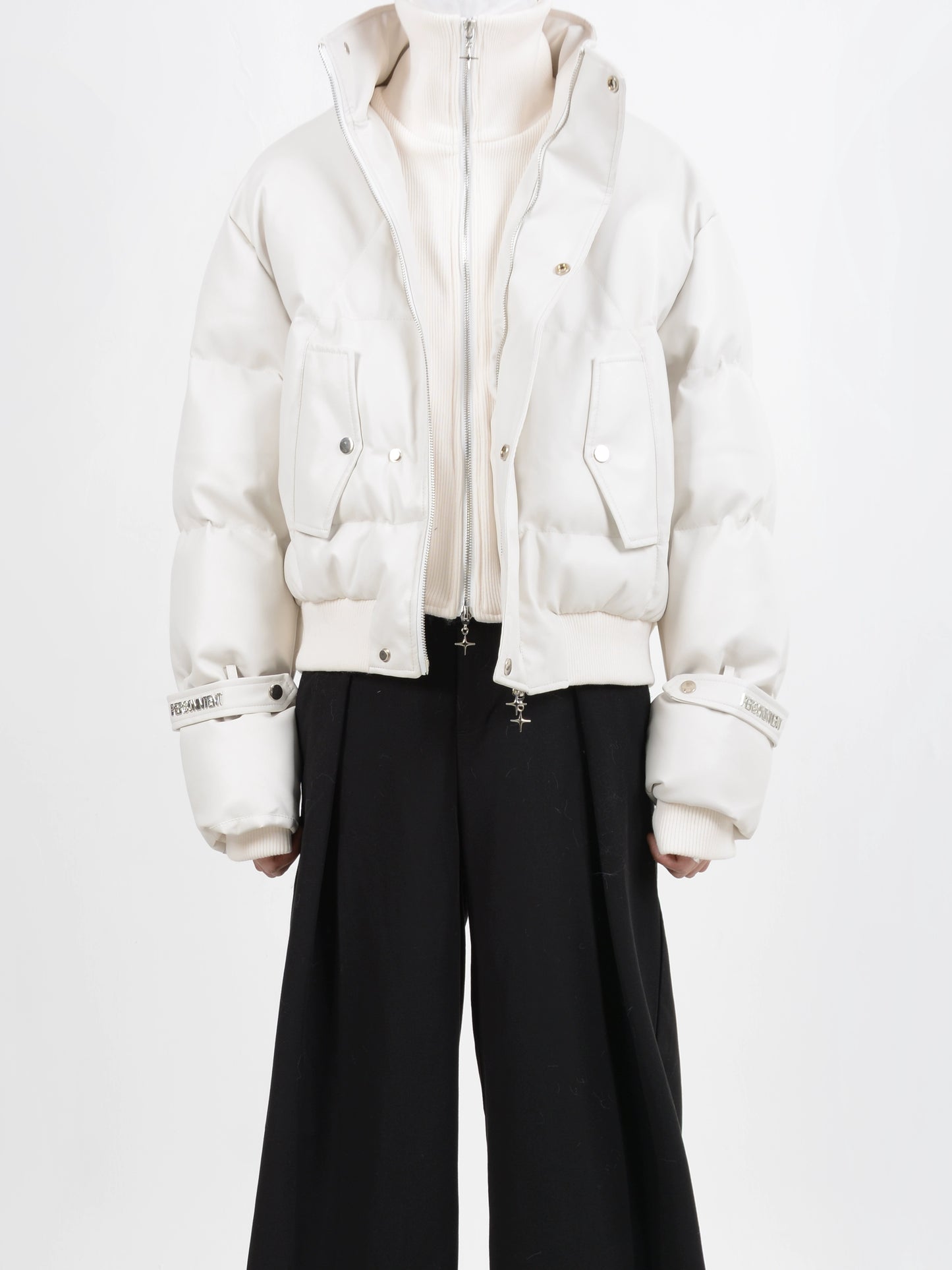 HIGH NECK PU LEATHER JACKET